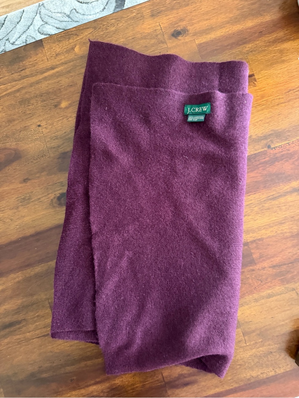 Vintage J.Crew 100% Lambswool Purple Plum Knit Scarf Classic Preppy